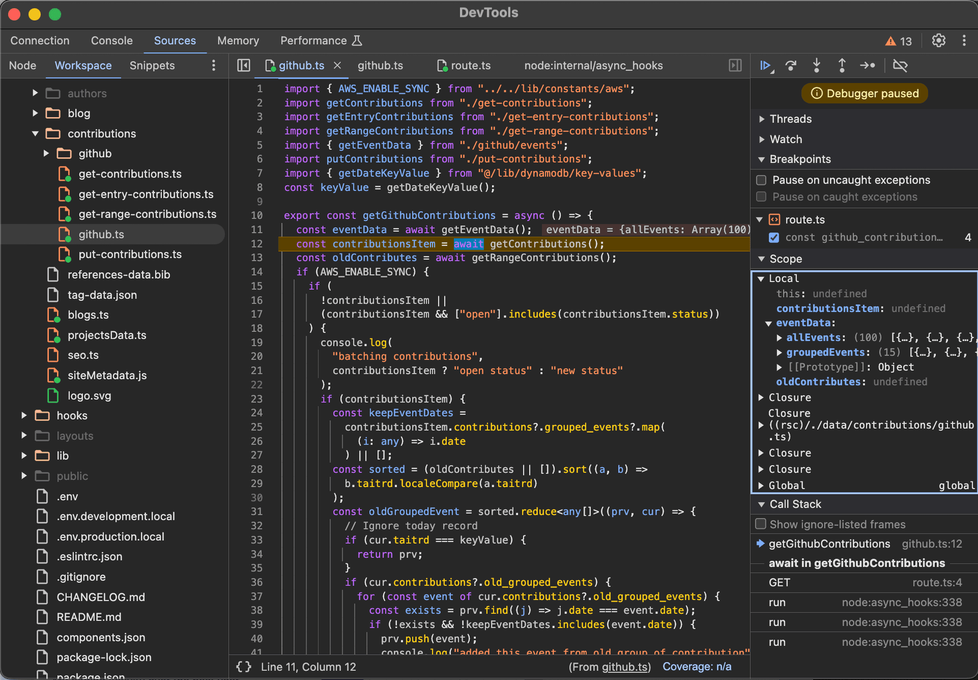 Debug with browser DevTools in Server-side Node.js